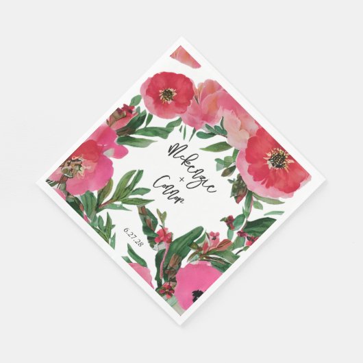 Wasserfarbe Anemone Hochzeit Serviette (Ecke)