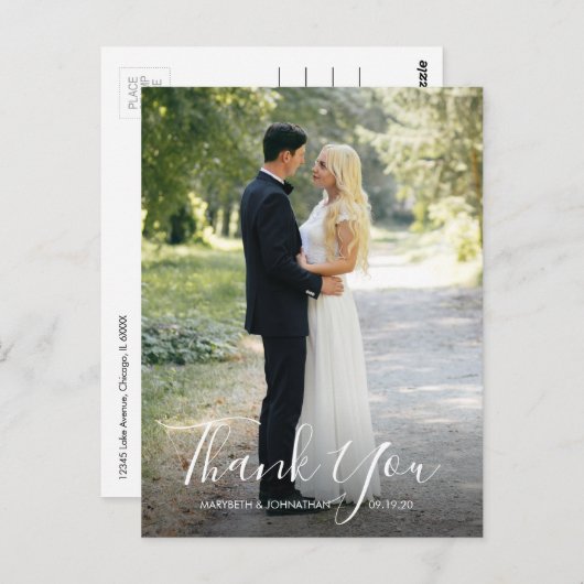 Wasserfarbe Anemone Script Danke Foto Postcard Postkarte (Vorne/Hinten)