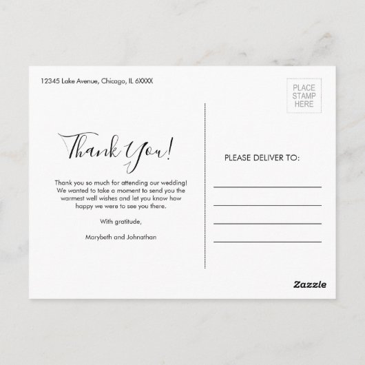 Wasserfarbe Anemone Script Danke Foto Postcard Postkarte (Rückseite)