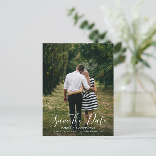 Wasserfarbe Anemone Skript Save the Date Postkarte (Stehend Vorderseite)