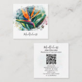 *~* Wasserfarbe AP10 Blume Bird of Paradise QR 2 Quadratische Visitenkarte (Vorne/Hinten)