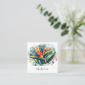 *~* Wasserfarbe AP10 Blume Bird of Paradise QR 2 Quadratische Visitenkarte (Stehend Vorderseite)