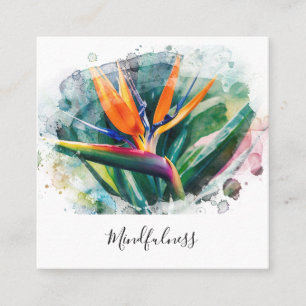 *~* Wasserfarbe AP10 Vogelblume des Paradieses QR Quadratische Visitenkarte