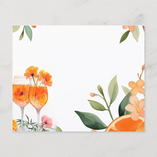 Wasserfarbe Aperol Spritz Brautparty Rezept Karte (Rückseite)
