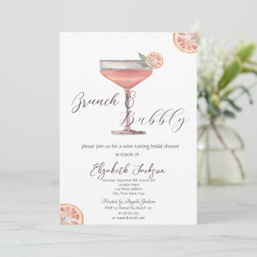 Wasserfarbe Aperol Spritz Brunch & Bubbly Einladung (Stehend Vorderseite)