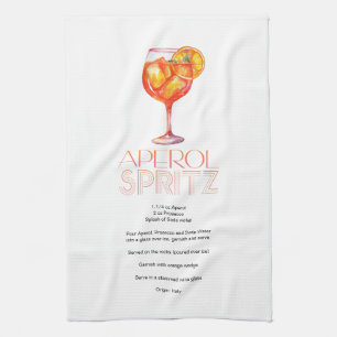 Wasserfarbe Aperol Spritz Custom Drink Rezept Geschirrtuch