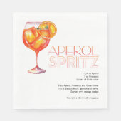 Wasserfarbe Aperol Spritz Custom Drink Rezept Serviette (Vorderseite)