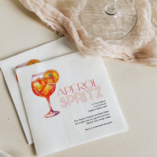 Wasserfarbe Aperol Spritz Custom Drink Rezept Serviette