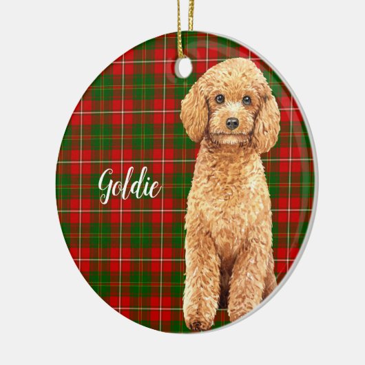 Wasserfarbe Apricot Poodle Dog Personalisiert Keramik Ornament (Links)
