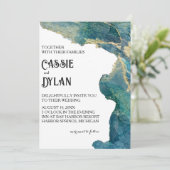 Wasserfarbe Aqua Wedding Einladung (Stehend Vorderseite)