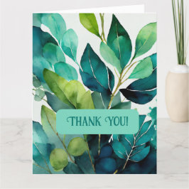 Wasserfarbe, Aquamarin, blau, grün, botanisch, Abs Dankeskarte