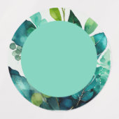 Wasserfarbe, Aquamarin, blau, grün, botanisch, Abs Etiketten (Design 2)