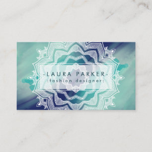 Wasserfarbe Aquamarin Blau Spritzer Abstrakt Manda Visitenkarte