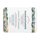 Wasserfarbe Aquamarin Orangen Hochzeit Einladung Magnet (Horizontal)