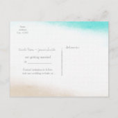 Wasserfarbe Aquamarin & Tan Beach Hochzeit Save th Ankündigungspostkarte (Rückseite)