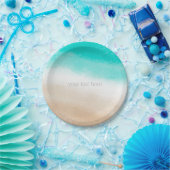 Wasserfarbe Aquamarin & Tan Eleganter Strand Hochz Pappteller (Party)