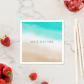 Wasserfarbe Aquamarin & Tan Eleganter Strand Hochz Serviette (Beispiel)