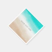 Wasserfarbe Aquamarin & Tan Eleganter Strand Hochz Serviette (Ecke)