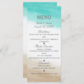 Wasserfarbe Aquamarin & Tan Elegantes Hochzeitmenü Menükarte (Vorne/Hinten)