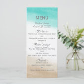 Wasserfarbe Aquamarin & Tan Elegantes Hochzeitmenü Menükarte (Stehend Vorderseite)