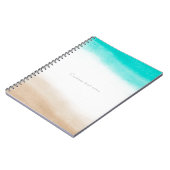 Wasserfarbe Aquamarin & Tan Elegantes Strandbad Notizblock (Linke Seite)