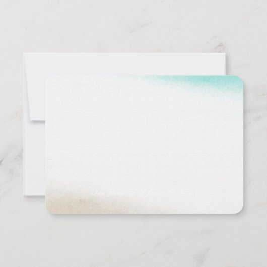 Wasserfarbe Aquamarin & Tan Subtle Beach Hochzeit RSVP Karte (Rückseite)