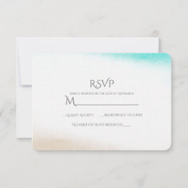 Wasserfarbe Aquamarin & Tan Subtle Beach Hochzeit  RSVP Karte