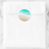 Wasserfarbe Aquamarin & Tan Subtle Beach Hochzeit Runder Aufkleber (Tasche)