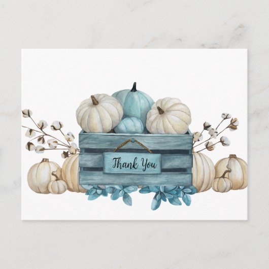 Wasserfarbe Aquamarin und Elfenbein Pumpkins Viele Postkarte (Vorderseite)