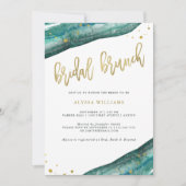 Wasserfarbe Aquamarin und Gold Geode Bridal Brunch Einladung (Vorderseite)
