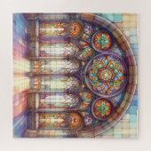 Wasserfarbe Arch Kathedrale Glas weich gelb blau Puzzle (Horizontal)