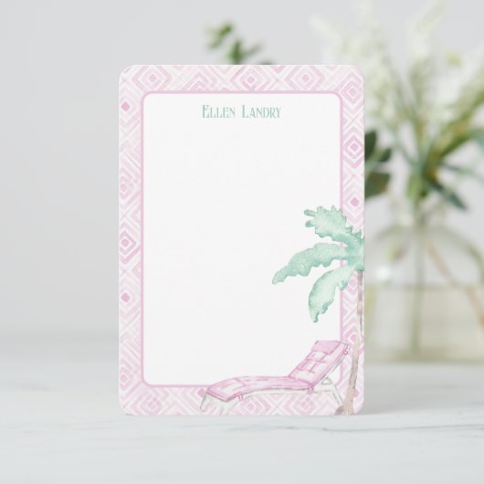 Wasserfarbe Art Deco Palm Beach Stuhl Dankeskarte (Stehend Vorderseite)