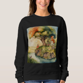 WASSERFARBE ART EINES FLUSSES EINES MÄDCHEN UND EI SWEATSHIRT