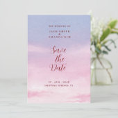 Wasserfarbe atemberaubend Sonnenuntergang Hochzeit Einladung (Stehend Vorderseite)