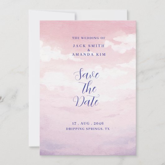 Wasserfarbe atemberaubend Sonnenuntergang Hochzeit Einladung (Vorderseite)