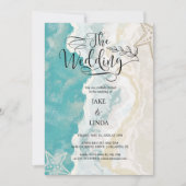 Wasserfarbe auf der Hochzeit der Strandwache Einladung (Vorderseite)