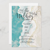 Wasserfarbe auf der Hochzeit der Strandwache Einladung (Vorne/Hinten)