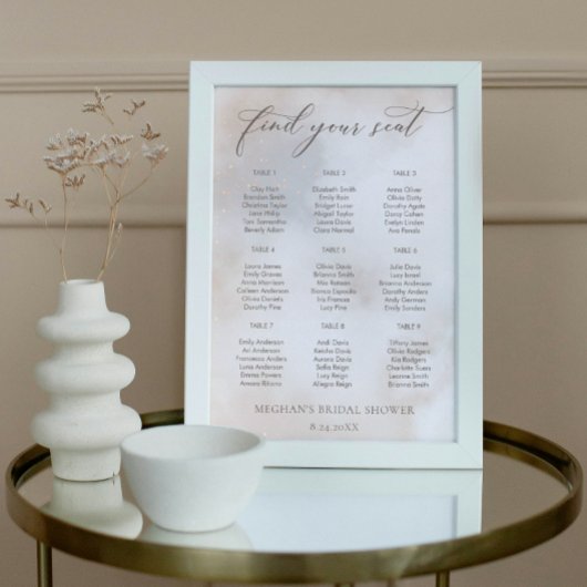 Wasserfarbe auf der Wolke 9 Brautparty Sitzkarte Poster