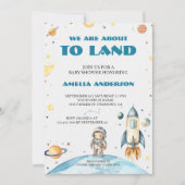 Wasserfarbe Außenraumplanet Navy Blue BabyDusche Einladung (Vorderseite)