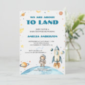 Wasserfarbe Außenraumplanet Navy Blue BabyDusche Einladung (Stehend Vorderseite)