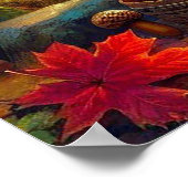 Wasserfarbe Autumnal Forest Szene mit Eichhörnchen Poster (Ecke)