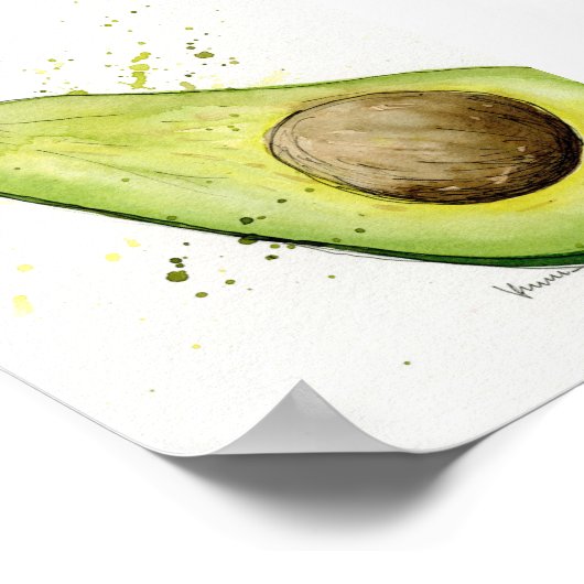 Wasserfarbe Avocado Küche Poster (Ecke)