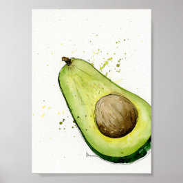 Wasserfarbe Avocado Küche Poster