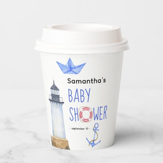 Wasserfarbe - Babydusche Pappbecher (Rückseite)