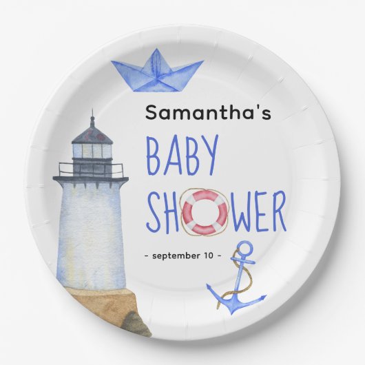 Wasserfarbe - Babydusche Pappteller (Vorderseite)