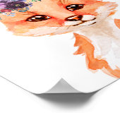 Wasserfarbe Babyfox Kinderzimmer Kinderdekor Blüte Poster (Ecke)