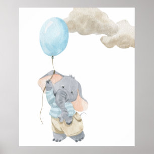 Wasserfarbe Babyzimmer Kinderzimmer Süßer Elefant Poster