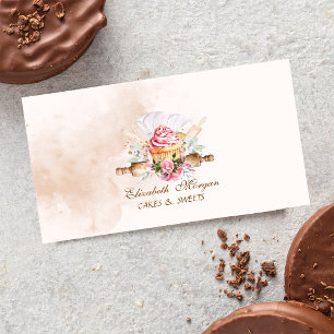 Wasserfarbe Bäckerei Werkzeuge Cupcake Bäckerei Visitenkarte