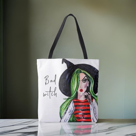 Wasserfarbe Bad Witch Halloween Mode Tasche