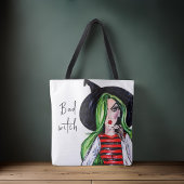 Wasserfarbe Bad Witch Halloween Mode Tasche
